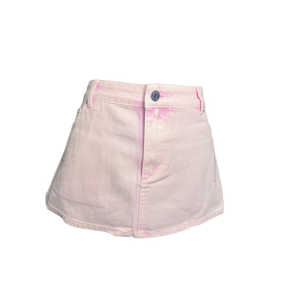 SERO.YA Pink Bleach Wash Mini Skirt Women 28 Low Rise Grunge Y2K